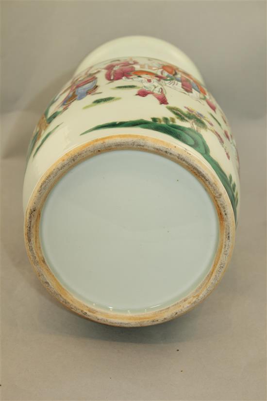A Chinese famille rose two handled baluster vase and cover, 44cm